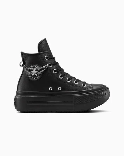 Chuck Taylor All Star Lift Double Stack Platform Chains Black/Black/Silver, Outer Side View