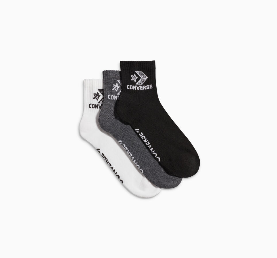 2-Pack Textured Logo Quarter Socks Blanco/Negro