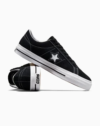 CONS One Star Pro Suede Black/Black/White, Detail Angle View