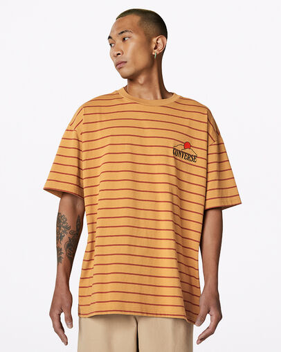 T-shirt &agrave; manches courtes et &agrave; rayures Hybrid World Bl&eacute;, Front View