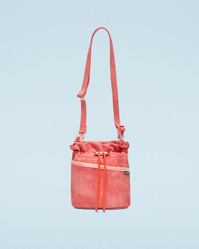 Mini sac seau bandouli&egrave;re d&eacute;lav&eacute; Terre cuite rose/Quartz rose, Front View