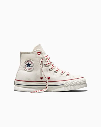 Chuck Taylor All Star Lift Platform Valentine&rsquo;s Day Vintage White/Vintage White/Days Ahead Red, Outer Side View