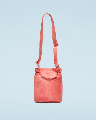 Mini sac seau bandouli&egrave;re d&eacute;lav&eacute; Terre cuite rose/Quartz rose, Back View