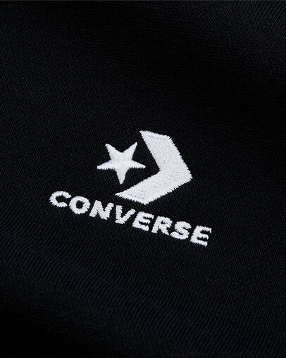 Embroidered Star Chevron Crew Neck Pullover Converse Black, Full Body View
