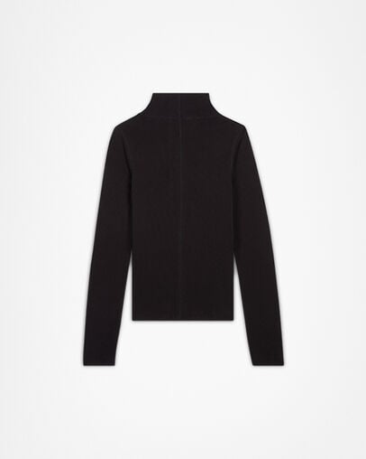 Long Sleeve Mock Neck Shirt Black, Back View