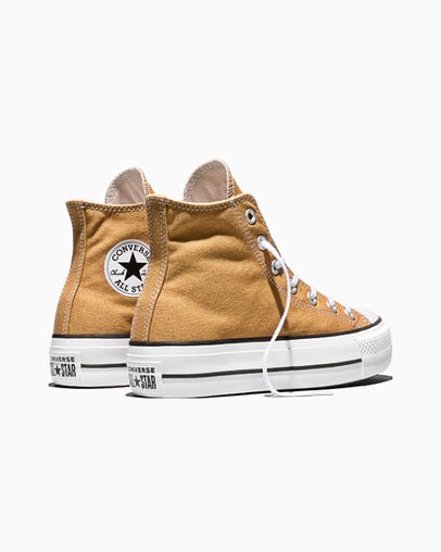 Chuck Taylor All Star Lift Platform Honey Stick Brown/White/Black, Heel View