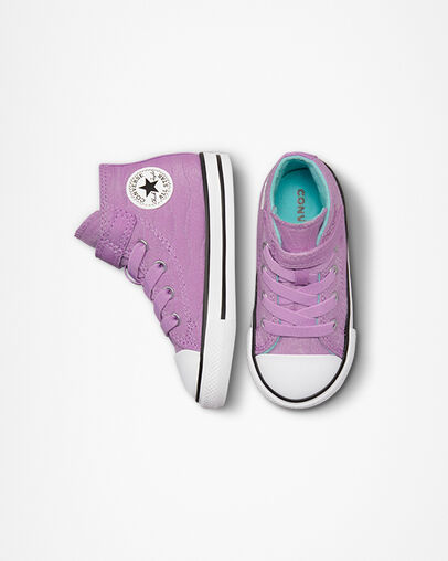 Chuck Taylor All Star Easy-On Quilted Jacquard Violet Shock/Light Aqua/White, Top and Side View