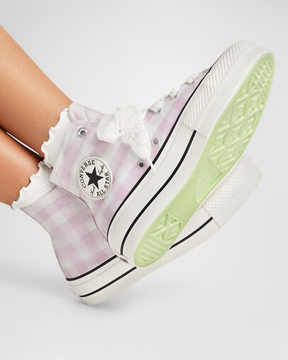 Chuck Taylor All Star Lift Platform Gingham Vintage White/Summit Pink, Reflective View