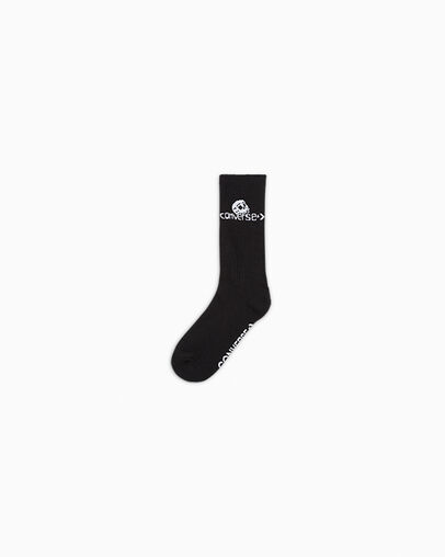 Skull Star Chevron Crew Socks Converse Black, Front View