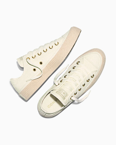 Chuck Taylor All Star Espadrille Egret/Papyrus/Gold, Angled View