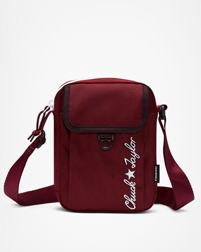 Embroidered Cross-body Bag Dark Beetroot/Black Cherry, Front View