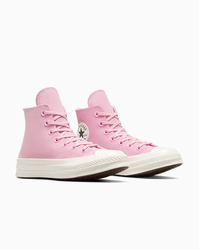 Chuck 70 Colorful Suede Tongue Tied/Egret/Lotus Pink, Top and Side View