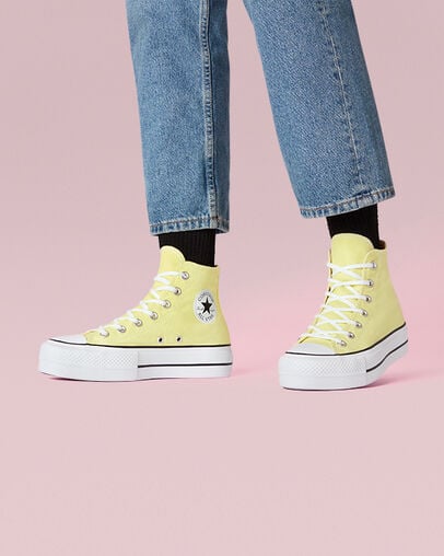 Converse Color Platform Chuck Taylor All Star Citron clair/Blanc/Noir, On Foot Shot 1
