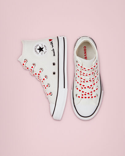 Love Thread Chuck Taylor All Star Vintage White/University Red, Top and Side View
