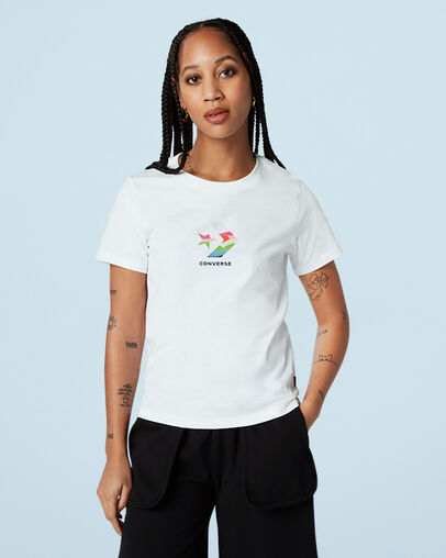 Sun Fill Star Chevron Classic Short Sleeve T-Shirt White, Front View