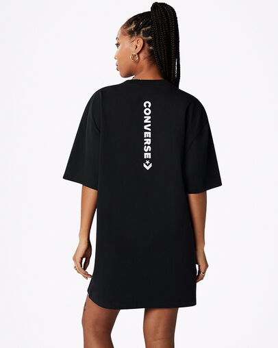 Wordmark Oversized T-Shirt Dress Converse Black, Back View