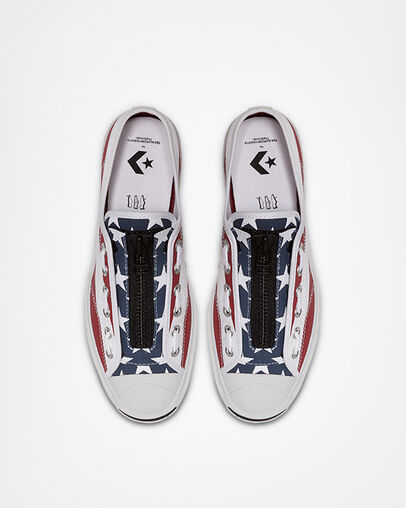 Converse x TheSoloist Jack Purcell Zip Wei&szlig;/Garnet/Mood Indigo, Heel View