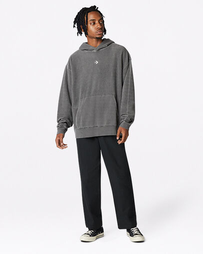 Sudadera con capucha Reverse Herringbone Pullover Negro Converse, Full Body View
