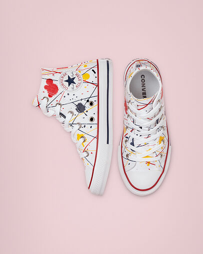 Chuck Taylor All Star Archive Paint Splatter White/Multi/Garnet, Top and Side View