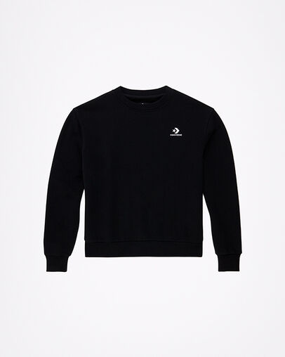 Embroidered Star Chevron Crew Neck Pullover Converse Black, Front View