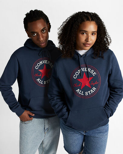 Sudadera con capucha de ajuste est&aacute;ndar Converse Go-To All Star Patch Azul marino Converse, Front View