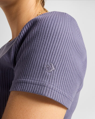 Ribbed Slim T-Shirt Lavande cendr&eacute;e, Detail View