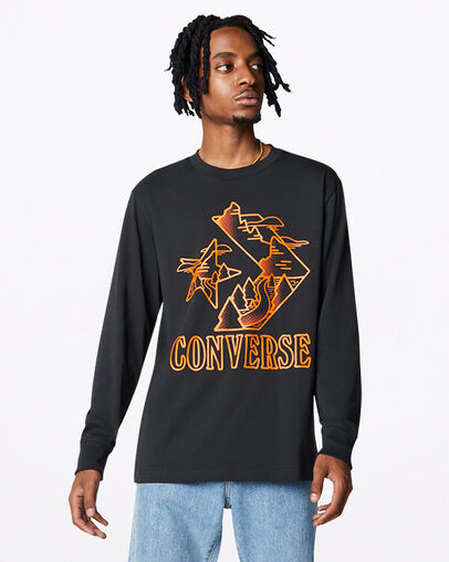 Better World Graphic Long Sleeve T-Shirt Converse Black, Front View