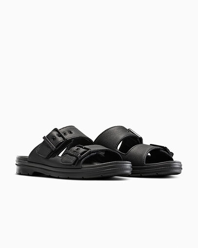 Chuck Taylor All Star Lugged Flatform Sandal Black/Black/Black, Top and Side View
