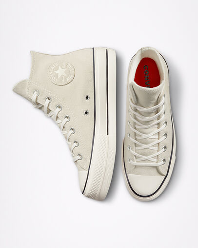 Chuck Taylor All Star Lift Platform Egret/Black/Egret, Top and Side View