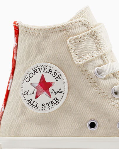 Chuck Taylor All Star Checkered Accents Easy-On Light Dune/Egret/Red, Detail Angle View