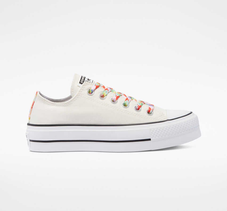 Floral Print Platform Chuck Taylor All Star Aigrette/Blanc/Coquelicot &eacute;clatant