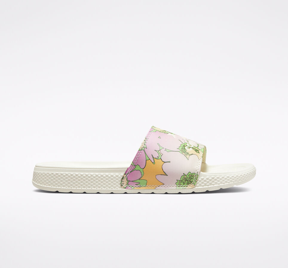 All Star Slide Crafted Florals Egret/Cyber Mango/Beyond Pink