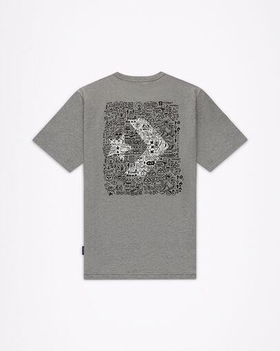 Hand Painted Short Sleeve T-Shirt Grey Hand Paint, Back View