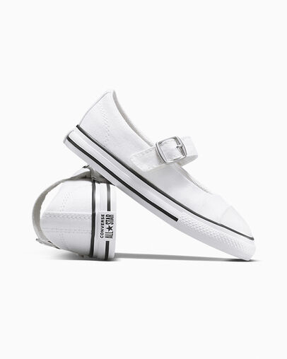 Chuck Taylor All Star Dainty Mary Jane Blanc/Noir/Blanc, Detail Angle View