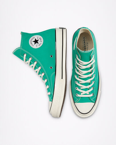 Chuck 70 Vintage Canvas Court Green/Egret/Black, Top and Side View