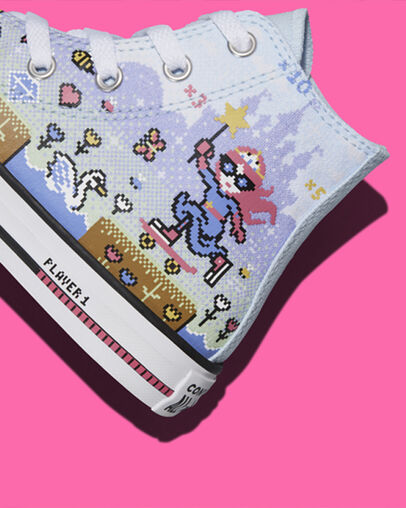 Chuck Taylor All Star Gamer Chambray Blue/Bold Pink/White, Detail Angle View