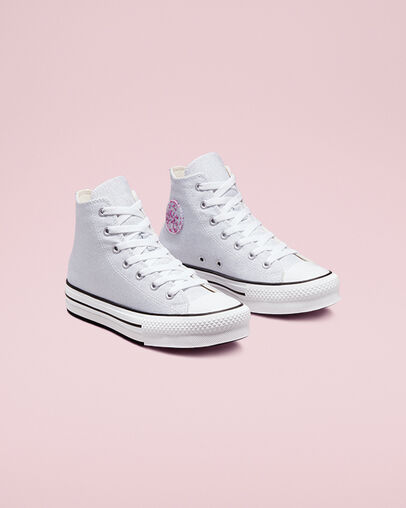 Chuck Taylor All Star Lift Platform Glitter White/Silver/Natural Ivory, Angled View