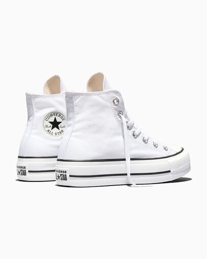 Chuck Taylor All Star Platform Blanc/Noir/Blanc, Heel View