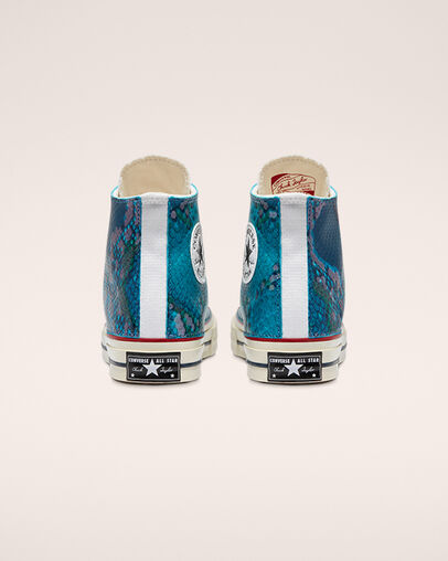 Snake Chuck 70 Imprimé python bleu émail, Heel View