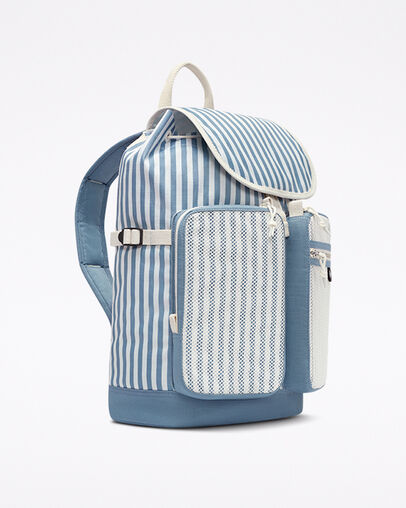 Gestreifter Ripstop-Rucksack Indigo Oxide/Egret Stripe, 3/4 View