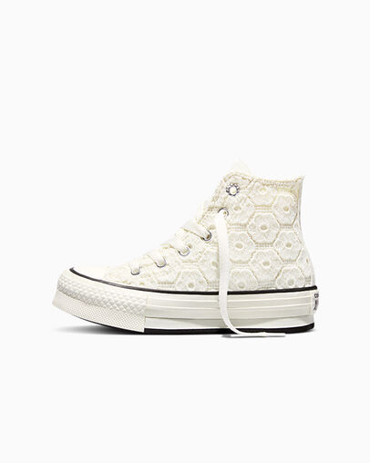 Chuck Taylor All Star EVA Lift Platform Floral Crochet Egret/Black/Egret, Inner Side View