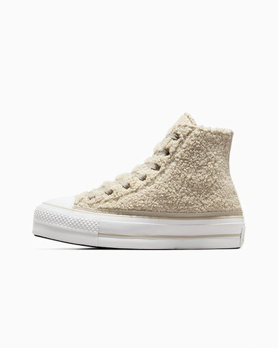 Chuck Taylor All Star Lift Platform Sherpa Beach Stone/Beach Stone/White, Inner Side View