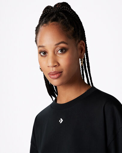 Wordmark Oversized T-Shirt Dress Converse Black, Detail View