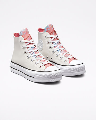 Chuck Taylor All Star Lift Platform Hybrid Shine White/Pink Salt/Black, Angled View