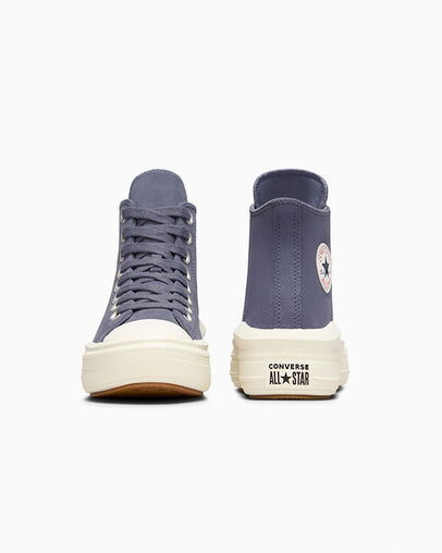 Chuck Taylor All Star Move Platform Suede Lavender Ash/Egret, Heel View