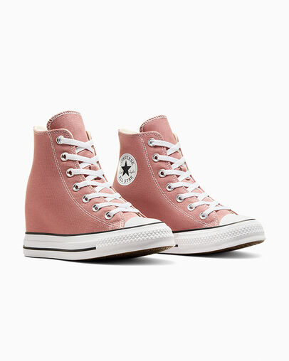 Chuck Taylor All Star Wedge Platform Light Saddle/White/Black, Top and Side View