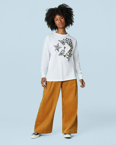 Tee-shirt &agrave; manches longues et imprim&eacute; l&eacute;opard arc-en-ciel Blanc, Full Body View