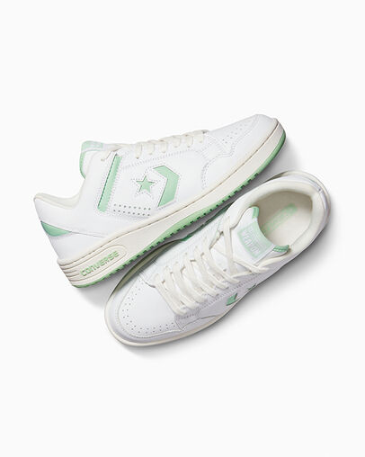 Converse Weapon Leather White/White/Sour Glow, Angled View