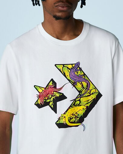 Star Chevron Lizard Graphic T-shirt Wit, Detail View