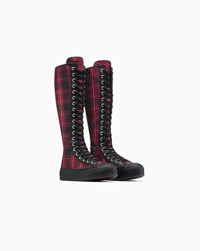 Chuck Taylor All Star Lift XXHi Platform Plaid Park Red/Black/Vintage White, Top and Side View